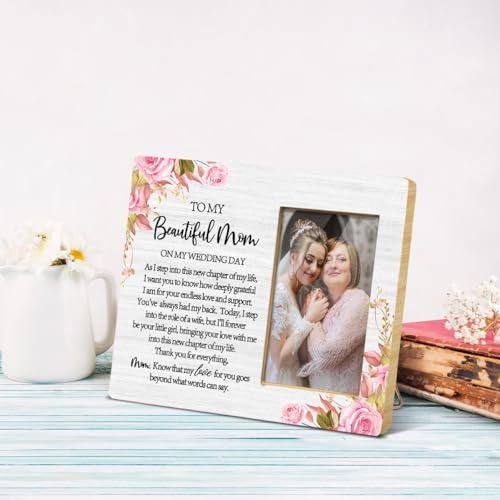 JioJio Chan Mother of The Bride Gift Picture Frame, To My Mother on My Wedding Day Photo Frame 4x6, Bridal Shower, Wedding Gifts for Mom - color: white