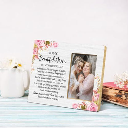 JioJio Chan Mother of The Bride Gift Picture Frame, To My Mother on My Wedding Day Photo Frame 4x6, Bridal Shower, Wedding Gifts for Mom - color: white