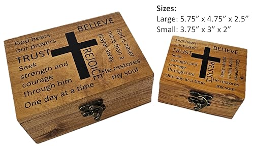 JB&C Premium Women's Rustic Brown Wooden Rosary Box, 4.75 x 5.75 x 2.5 inches, Hinged Latch, Thanksgiving Occasion, Jewelry Box - size: 5.75" x 4.75" x 2.5"