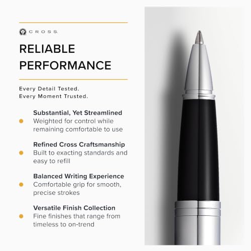Cross Calais Rollerball Pen, Polished Chrome, Medium Point, Black Ink - color: Polished Chrome