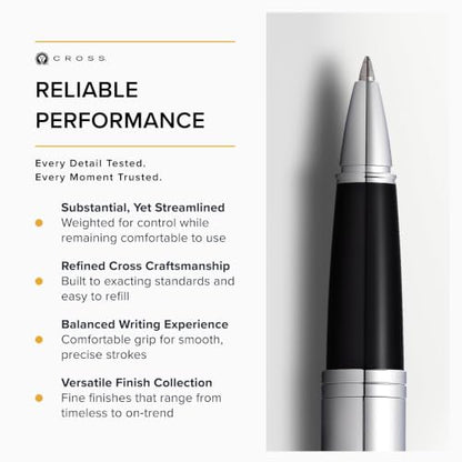 Cross Calais Rollerball Pen, Polished Chrome, Medium Point, Black Ink - color: Polished Chrome