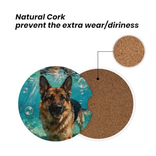 Dog 2 Pack Car Cup Holder Coasters Absorbent Ceramic Drink Coasters - color: Purple