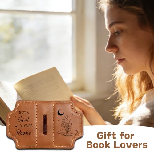 Magnetic Leather Bookmark for Book Lovers Friends Valentine’s Day Gifts for Her, Book Marks for Reading Women, Teacher, Student, Book Lovers Gifts & Accessories Bookish Gifts Reading Accessories - style: JUST A GIRL WHO LOVES BOOKS