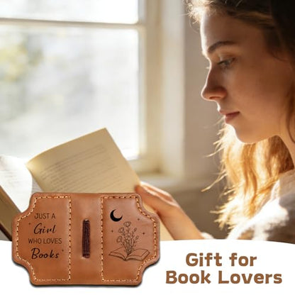 Magnetic Leather Bookmark for Book Lovers Friends Valentine’s Day Gifts for Her, Book Marks for Reading Women, Teacher, Student, Book Lovers Gifts & Accessories Bookish Gifts Reading Accessories - style: JUST A GIRL WHO LOVES BOOKS