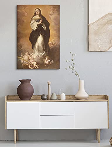 Canvas Print Wall Art - Immaculate Conception by Bartolomé Esteban Murillo - 12x18 inches - color: Immaculate Conception, size: 18"L x 12"W