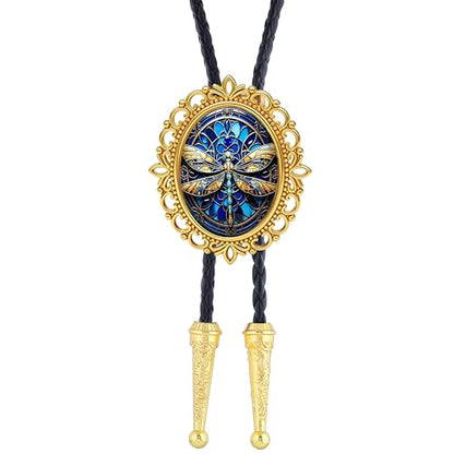 GelConnie Gothic Bolo Tie for Men Women 3D Art Western Cowboy Necktie - color: Dragonfly Bolo Tie-no Luminous