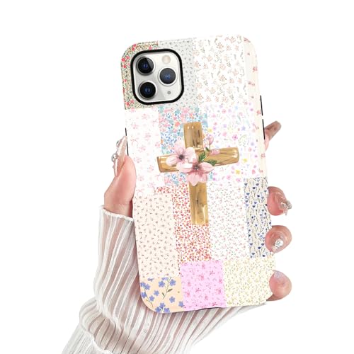 for iPhone 11 Pro Max 6.5'' Pink Flower Cross Christian Phone Case - color: Pink Flower Cross, size: iPhone 11 Pro Max