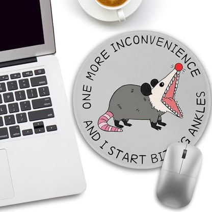 Funny Work Mouse Pad, Small Round Mousepad for Desk, Laptop - color: Funny Opossum