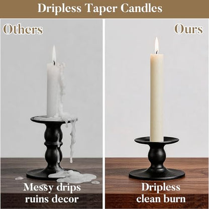 Ashlux 12 Pack Taper Candles, 10 Inch Unscented Palm Candlesticks Dripless - color: Ivory