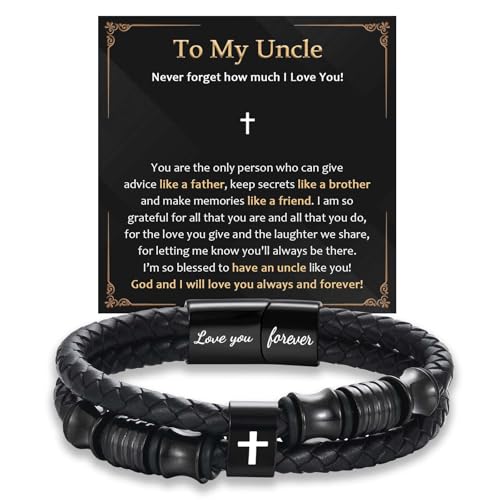 EFVISD Lover You Forever Leather Cross Bracelet for Men Boys Gifts - color: Uncle