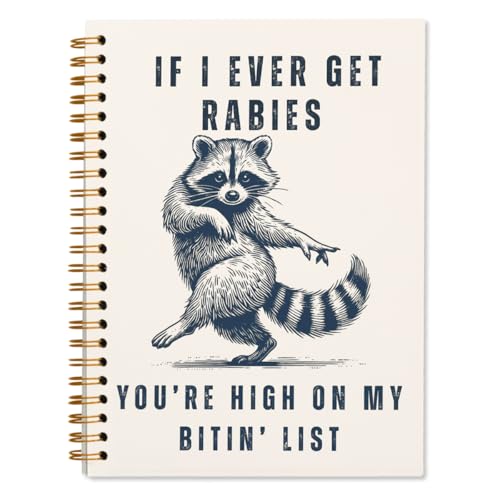 WXHUM Funny Raccoon Notebook Journal for Women Girls, Cute Journaling Notebooks for Study Office Supplies, Vintage Notebook, Gifts for Kids Teens, 5.5x8.3 - color: Raccoon3