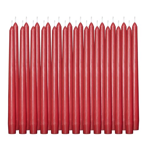 24 Pack Red Taper Candles丨Taper Candles 10 Inch Dripless丨Unscented & Smokeless Candlesticks Bulk丨7-8 Hours Long Burning Tall Candles丨Ideal for Christmas Weddings Parties Dinner - color: Red, size: 24 Pack Taper Candle