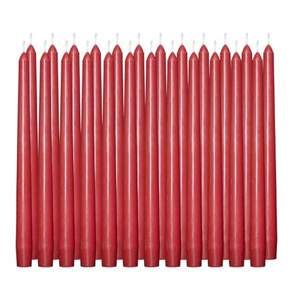 24 Pack Red Taper Candles丨Taper Candles 10 Inch Dripless丨Unscented & Smokeless Candlesticks Bulk丨7-8 Hours Long Burning Tall Candles丨Ideal for Christmas Weddings Parties Dinner - color: Red, size: 24 Pack Taper Candle