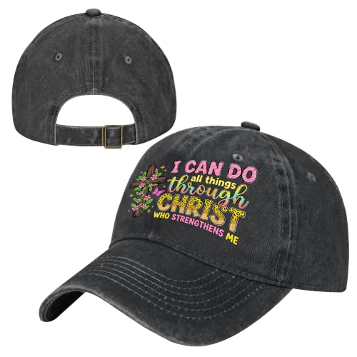 Religion Christ Christian Jesus Baseball Cap for Men Women Adjustable Retro Washed Golf Dad Caps Funny Graphic - color: Philippians 4:13 Christian Faith