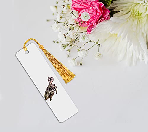 WIRESTER Set of 2 Metal Bookmarks with Light Gold Tassel for Students, Reader, Teachers, Book Lovers - Cute Turtle On Ocean, Blue Sea Turtle - color: Cute Turtle on Ocean, Blue Sea Turtle