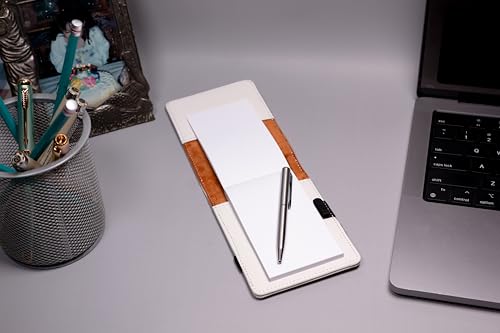 LaserGram Mini Padfolio with Notepad and Pen, Christian Cross, Personalized Engraving Included (White) - color: White