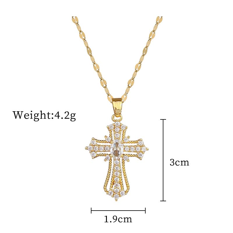 Exquisite Stainless Steel Cross Necklaces,A Perfect Blend of Gothic Style and Christian Faith, Suitable for Men and Women, Fashionable Accessories, Hypoallergenic Material - color: White Gold