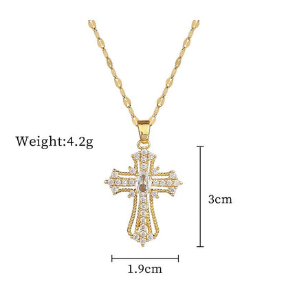 Exquisite Stainless Steel Cross Necklaces,A Perfect Blend of Gothic Style and Christian Faith, Suitable for Men and Women, Fashionable Accessories, Hypoallergenic Material - color: White Gold