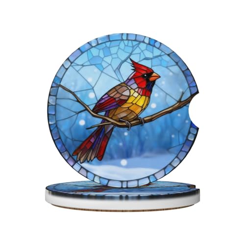 Redbird 2 Pack Car Cup Holder Coasters Ceramic Drink Coasters - color: Green