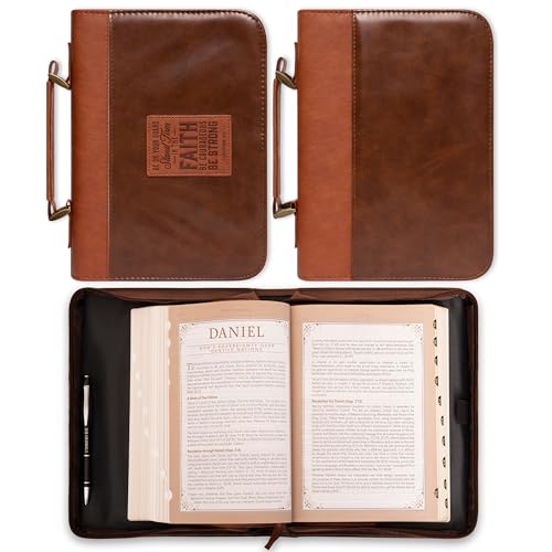 Christian Art Gifts Faux Leather Scripture Bible Cover for Men & Women - size: Medium