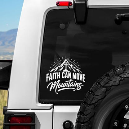2PCS Faith Mountain UV DTF Sticker, Religious Quote Car Window Decal 10in - color: Faith Can Move