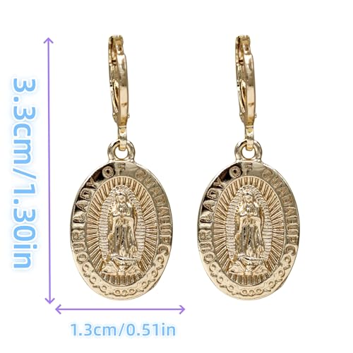 18K Gold Plated, Dangle Earrings for Women, Flower/Heart Drop earrings, Hypoallergenic Cubic Zirconia Earrings, Lightweight, Party, gold earrings, Jewelry for Gifts, Fashion - style: OBS7522-Guadalupe