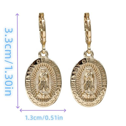 18K Gold Plated, Dangle Earrings for Women, Flower/Heart Drop earrings, Hypoallergenic Cubic Zirconia Earrings, Lightweight, Party, gold earrings, Jewelry for Gifts, Fashion - style: OBS7522-Guadalupe