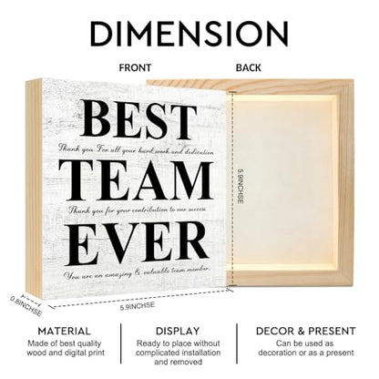 Best Team Ever Motivational Wood Box Sign Gifts for Teammate Leader - color: White-Black