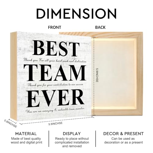 Best Team Ever Motivational Wood Box Sign Gifts for Teammate Leader - color: White-Black