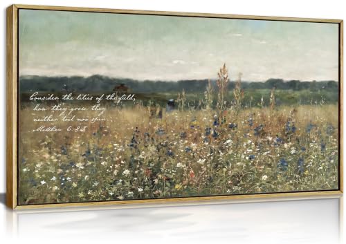 Extra Large Framed Rustic Wildflower Wall Art,Christian Bible Verse Art - color: Wildflower Bible Verse, size: 20"L x 40"W