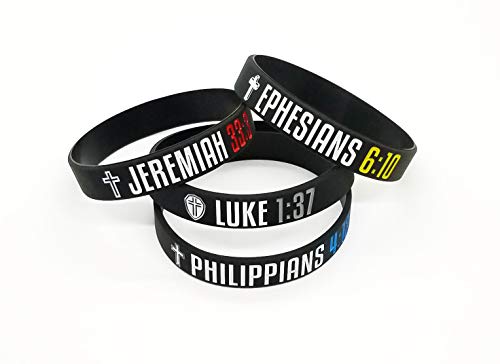 (8-Pack Christian Bible Verses Silicone Bracelets | Religious Gifts Rubber Wristbands for Men, Women | Strength Faith Hope Belief | Positive and Inspirational Messages
