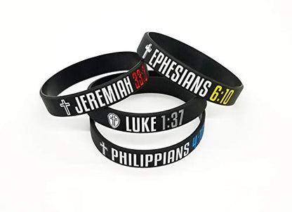 (8-Pack Christian Bible Verses Silicone Bracelets | Religious Gifts Rubber Wristbands for Men, Women | Strength Faith Hope Belief | Positive and Inspirational Messages