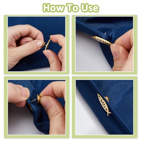 SUPERFINDINGS 4Pcs 304 Stainless Steel Lapel Pin Backs Jesus fish brooch Cartoon Fish Pin Christian Jewelry for Coat Shirt Suit Collar Accessories Gift - color: Golden