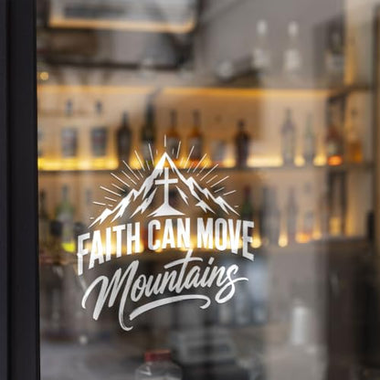 2PCS Faith Mountain UV DTF Sticker, Religious Quote Car Window Decal 10in - color: Faith Can Move