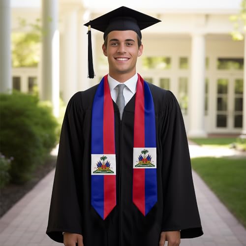 Graduation Flag Stole Sash Scarf Day Gifts - color: Haitian Flag