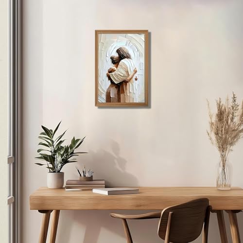 Jesus Embracing Woman Canvas Wall Art, Framed Christian Wall Art 16x24 In - color: Jesus Wall Art, size: 24"L x 16"W