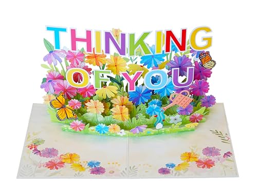 3D Thinking Of You Card, Pop Up Sympathy Cards with Envelopes, Sorry for Your Loss Card, Religious Pop Up Sympathy for Loss of Loved one, Pop Up Anniversary Cards (6x8 in Thinking of You) - color: Thinking of You
