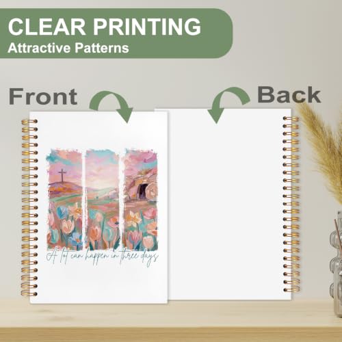 Bible Notebook for Women Men, Christian Journal,A Lot Can Happen In Three Days Cross Flowers Inspirational Christian Church Notebook Hardcover Spiral Notebook, 5.5x8.3 Inch - color: white-A Lot Can Happen In Three Days Cross Flowers