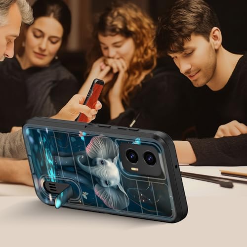 for Moto G Stylus 5G 2024 Case Built in Kickstand,Heavy Duty Protective Shockproof 3-Layer Full Body Rugged Phone Cover for Motorola Moto G Stylus 5G 2024,Cute Baby Elephant Butterfly - color: Cute Baby Elephant Butterfly