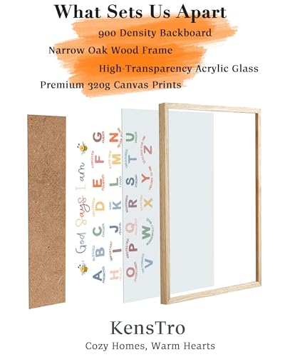 KensTro 16x12 Oak Framed Christian Alphabet Affirmation Wall Art - color: Alphabet Affirmation ABC-Framed, size: 16"L x 12"W