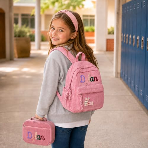 Personalized Toddler Backpack for Girls, Custom Name Corduroy Mini Backpack - color: Pink Style 1