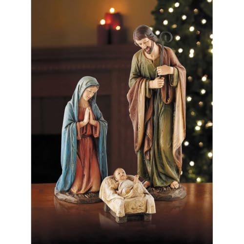 Avalon Gallery Nativity Sets - Hand Painted 3-Piece Indoor Holy Family Scene for Christmas, 16" Scale, Mary, Joseph, Jesus