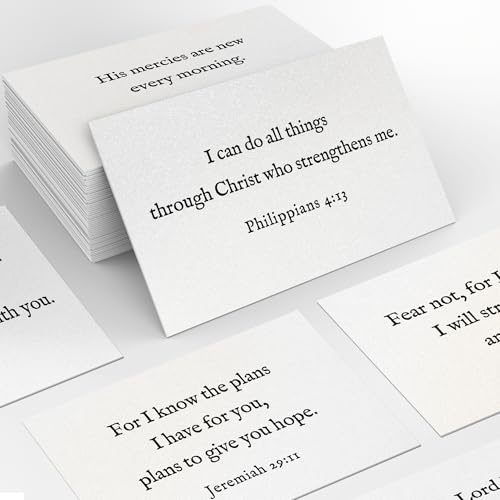 Bible Verse Cards, 60 Mini Prayer Cards on 300GSM Pearl Paper - color: White