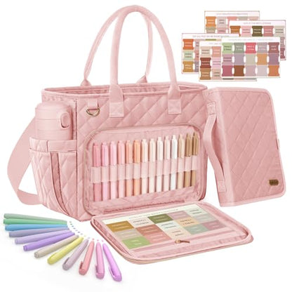 Large Bible Bag with Bible Cover Case for Women, Quilted Bible Tote Bag - color: Blush Pink