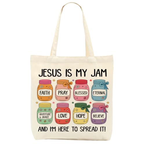 Christian Gifts for Women, Canvas Tote Bag, Faith Gifts for Women Girl Sister Inspirational Religious Gift Birthday - color: Cute Christian 760