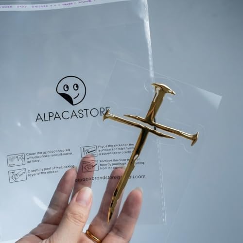 Cross of Nails Sticker - Vinyl Christian Sign Decal, Pack of 2, 6'' (Gold) - color: Gold