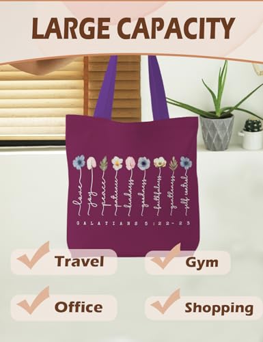 Bible Bags for Women, Christian Tote Bag, Gifts for Christian Women - color: Purple