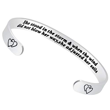 Fesciory Inspirational Bracelets for Women, Stainless Steel Cuff Bangle - color: Silver-29