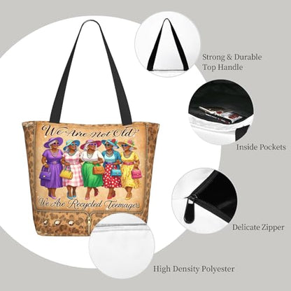 Tote Bag For Women, Tote Bag With Zipper Large Shoulder Bag For Women Travel, Work, Office, College, Nursing - color: Black Woman