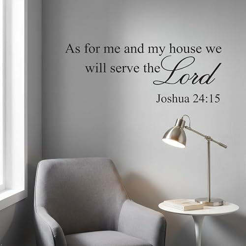 Picniva As for Me and My House Wall Decal 8x20 Christian Scripture Art - color: Black, size: 8'' X 20''